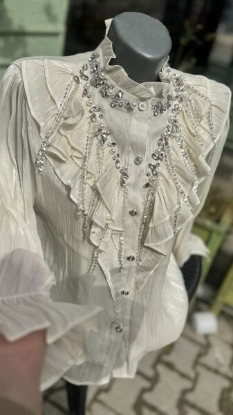 Şehrazat Butik Sarkıt Tasarım Gömlek Krem